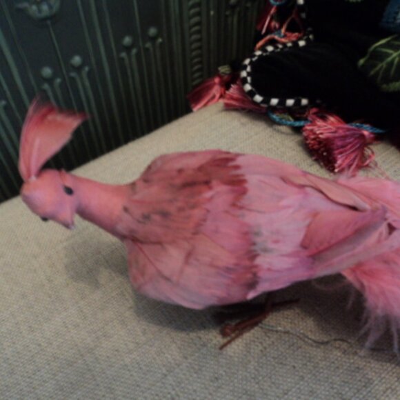 vintage feathered/flocked bird ornament - Picture 3 of 7